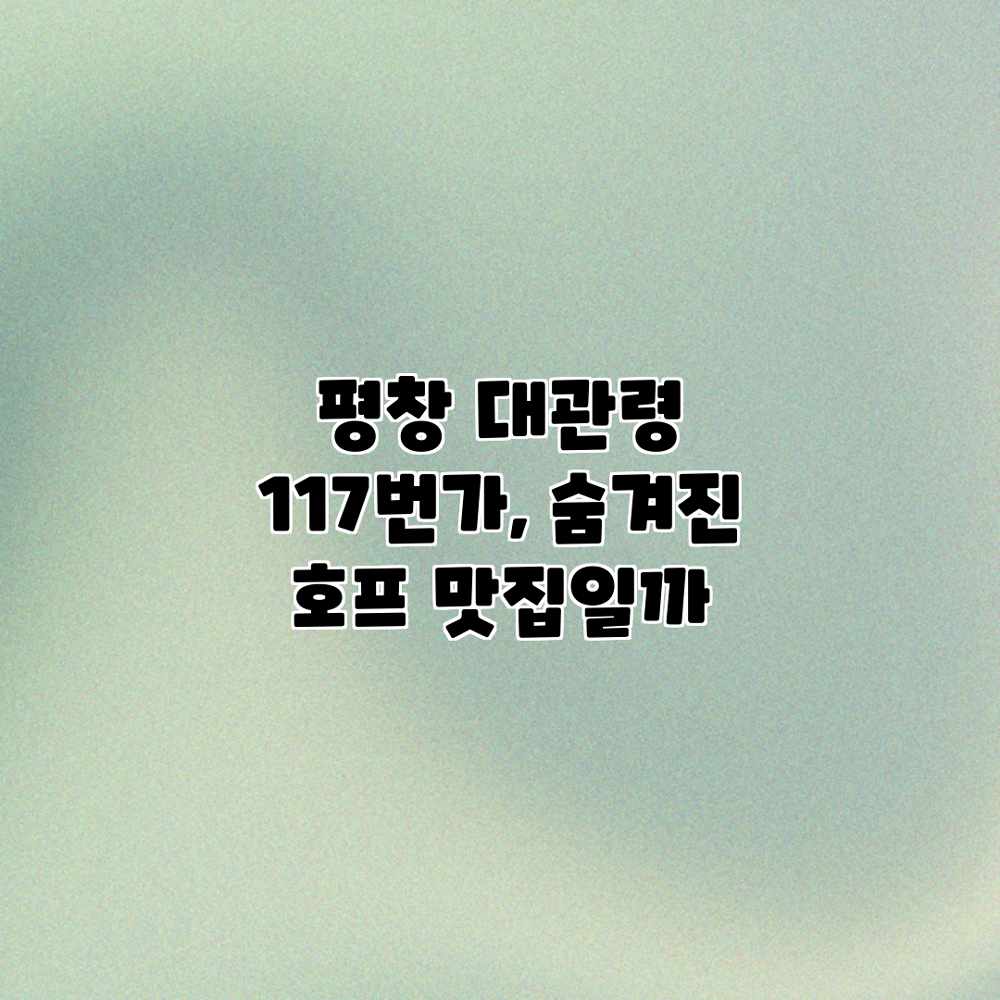 평창 대관령 117번가, 숨겨진 호프 맛집일까? 평창 대관령 117번가, 숨겨진 호프 맛집일까?