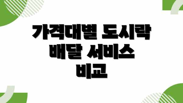 가격대별 도시락 배달 서비스 비교
