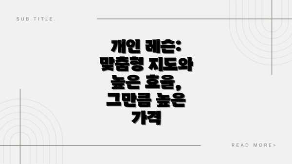 개인 레슨: 맞춤형 지도와 높은 효율, 그만큼 높은 가격