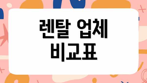 렌탈 업체 비교표