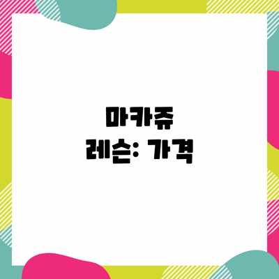 마카쥬 레슨: 가격 마카쥬 레슨: 가격