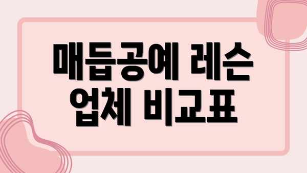 매듭공예 레슨 업체 비교표