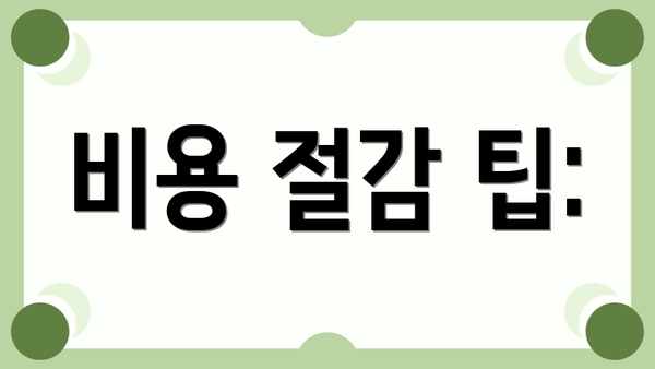 비용 절감 팁: