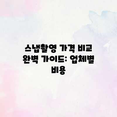 스냅촬영 가격 비교 완벽 가이드: 업체별 비용 스냅촬영 가격 비교 완벽 가이드: 업체별 비용