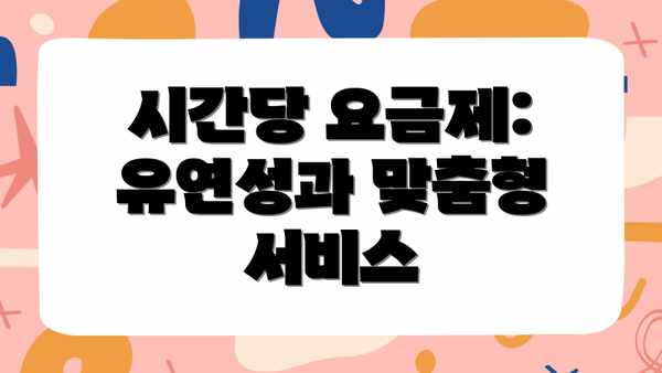 시간당 요금제: 유연성과 맞춤형 서비스