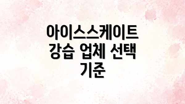 아이스스케이트 강습 업체 선택 기준