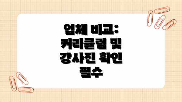 업체 비교: 커리큘럼 및 강사진 확인 필수