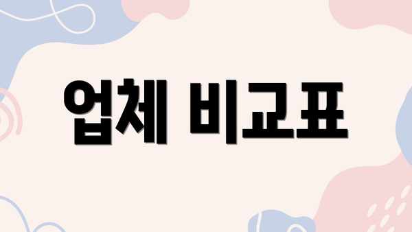 업체 비교표