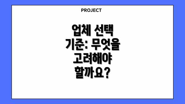업체 선택 기준: 무엇을 고려해야 할까요?