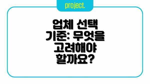업체 선택 기준: 무엇을 고려해야 할까요?
