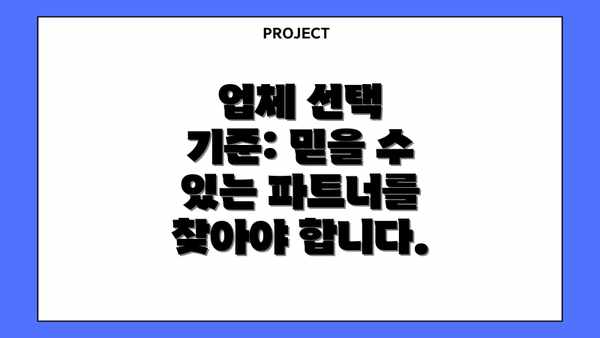 업체 선택 기준: 믿을 수 있는 파트너를 찾아야 합니다.