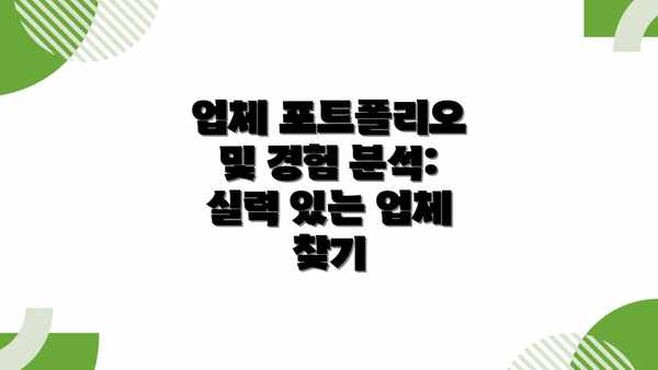 업체 포트폴리오 및 경험 분석: 실력 있는 업체 찾기