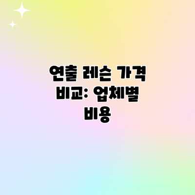 연출 레슨 가격 비교: 업체별 비용 연출 레슨 가격 비교: 업체별 비용
