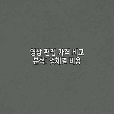 영상 편집 가격 비교 분석: 업체별 비용 영상 편집 가격 비교 분석: 업체별 비용