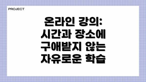 온라인 강의: 시간과 장소에 구애받지 않는 자유로운 학습