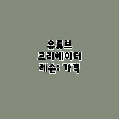 유튜브 크리에이터 레슨: 가격 유튜브 크리에이터 레슨: 가격