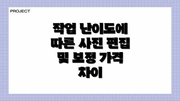 작업 난이도에 따른 사진 편집 및 보정 가격 차이