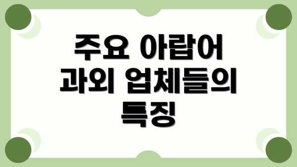 주요 아랍어 과외 업체들의 특징