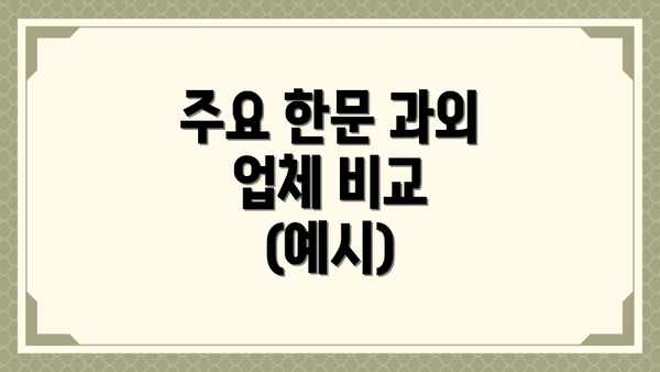주요 한문 과외 업체 비교 (예시)