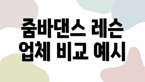 줌바댄스 레슨 업체 비교 예시