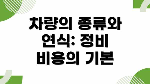 차량의 종류와 연식: 정비 비용의 기본