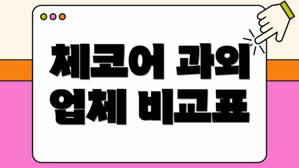 체코어 과외 업체 비교표