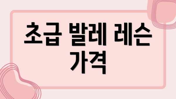 초급 발레 레슨 가격