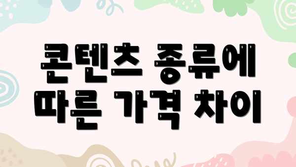 콘텐츠 종류에 따른 가격 차이