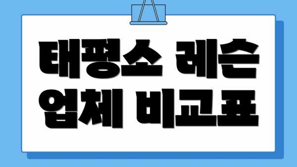 태평소 레슨 업체 비교표