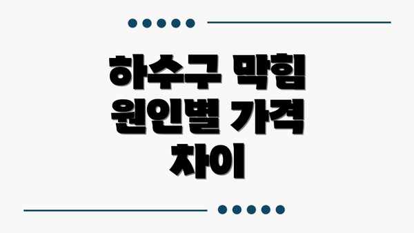하수구 막힘 원인별 가격 차이