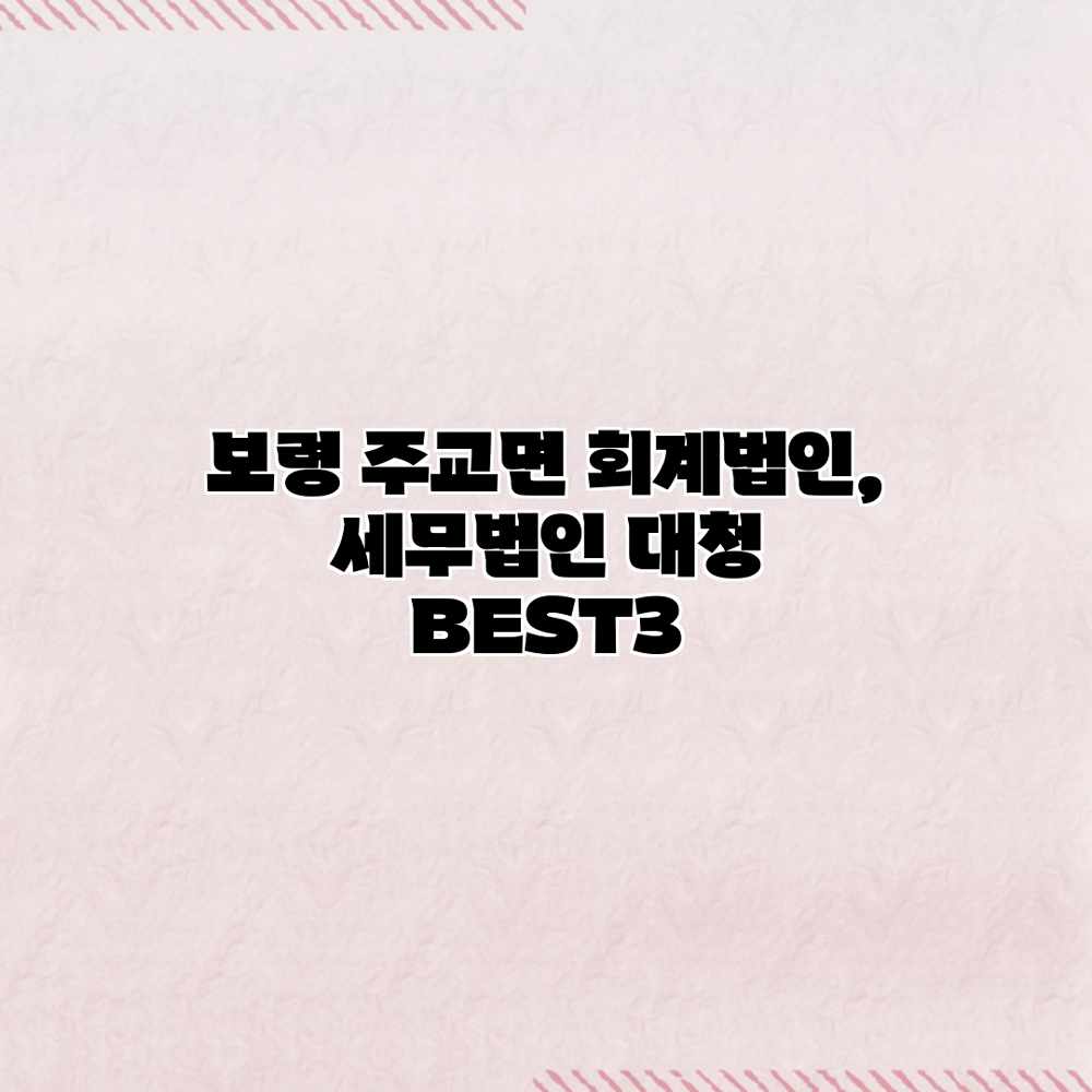 보령 주교면 회계법인, 세무법인 대청 BEST3