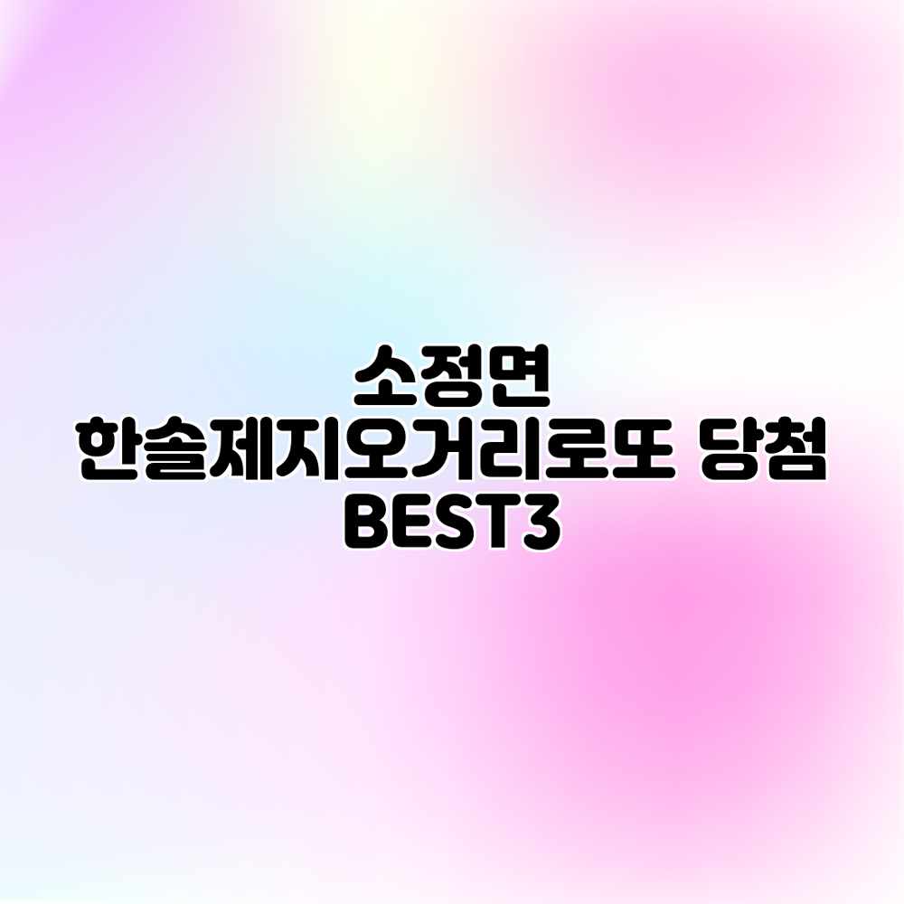 소정면 한솔제지오거리로또 당첨 BEST3