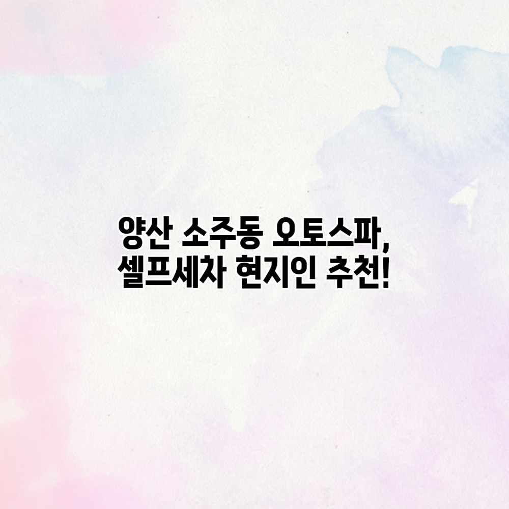 양산 소주동 오토스파, 셀프세차 현지인 추천!