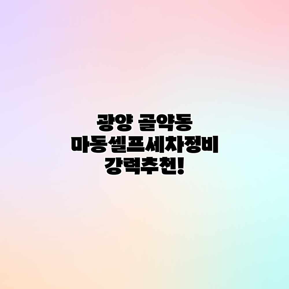 광양 골약동 마동셀프세차정비 강력추천!