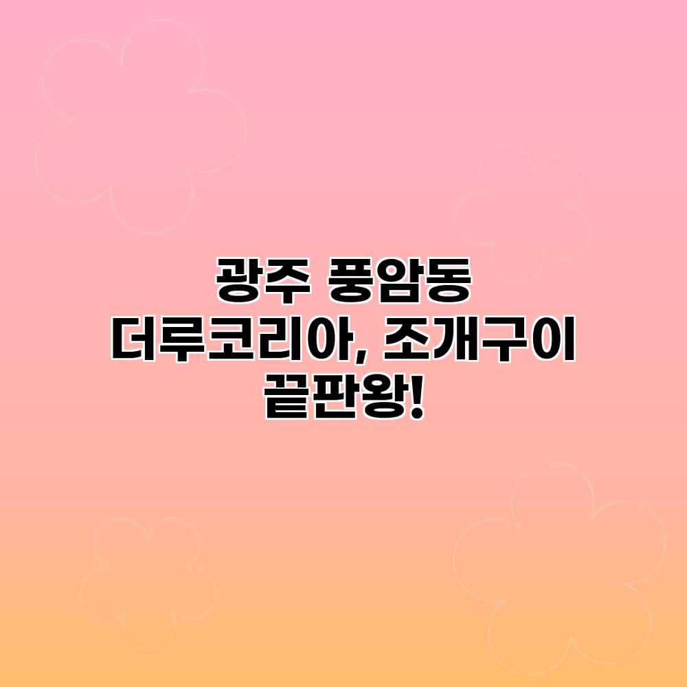 광주 풍암동 “더루코리아”, 조개구이 끝판왕! 광주 풍암동 “더루코리아”, 조개구이 끝판왕!
