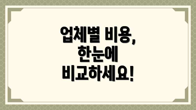 업체별 비용, 한눈에 비교하세요!