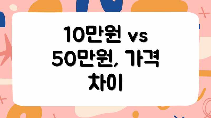 10만원 vs 50만원, 가격 차이