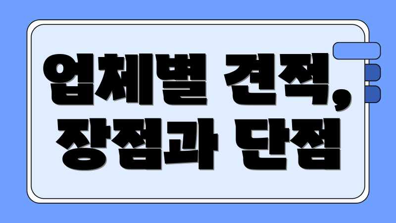 업체별 견적, 장점과 단점