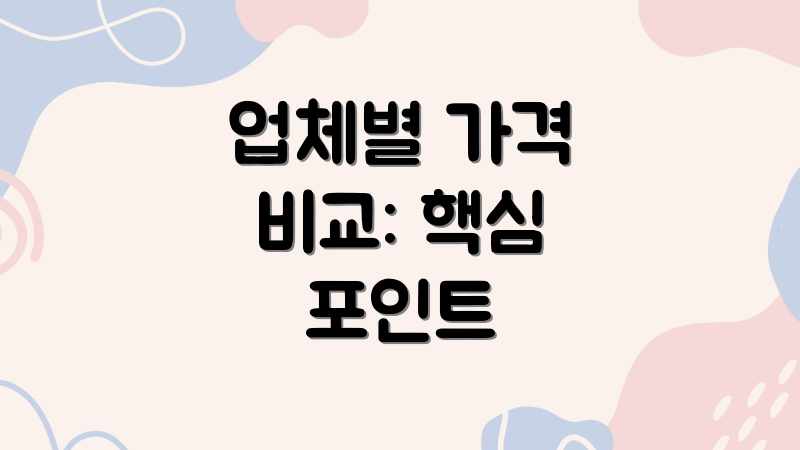 업체별 가격 비교: 핵심 포인트