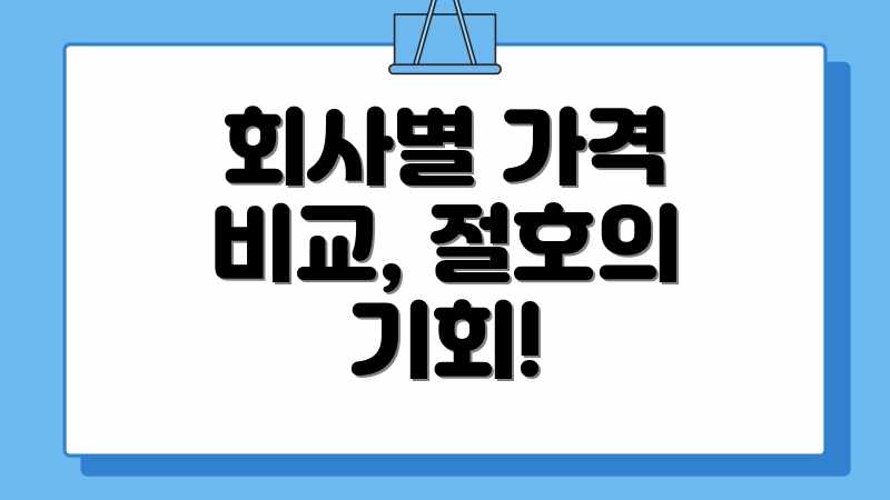회사별 가격 비교, 절호의 기회!