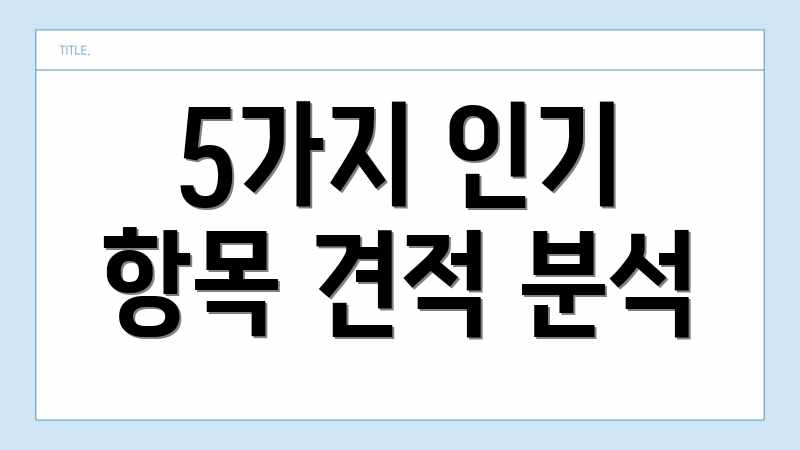 5가지 인기 항목 견적 분석