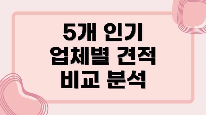 5개 인기 업체별 견적 비교 분석