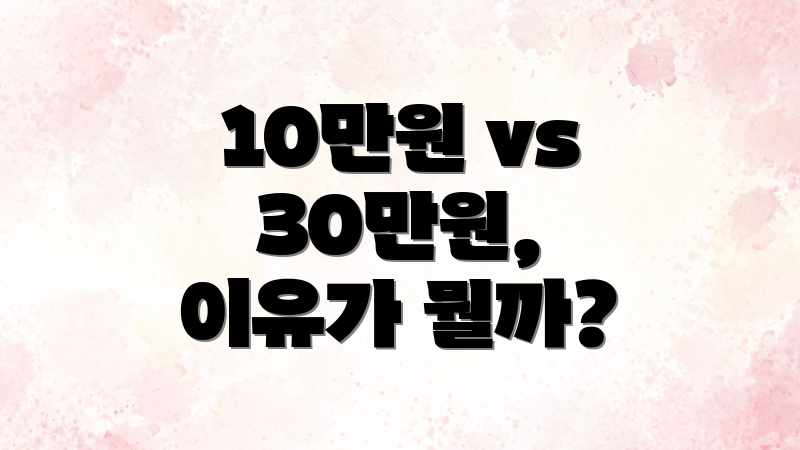 10만원 vs 30만원, 이유가 뭘까?