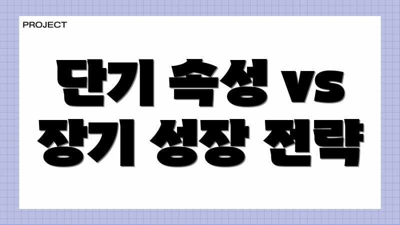 단기 속성 vs 장기 성장 전략