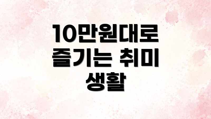 10만원대로 즐기는 취미 생활