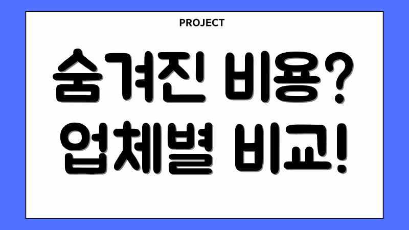 숨겨진 비용? 업체별 비교!