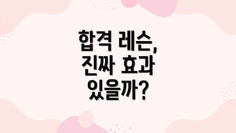 합격 레슨, 진짜 효과 있을까?