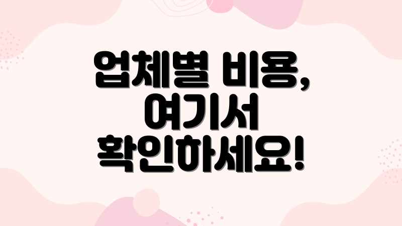 업체별 비용, 여기서 확인하세요!