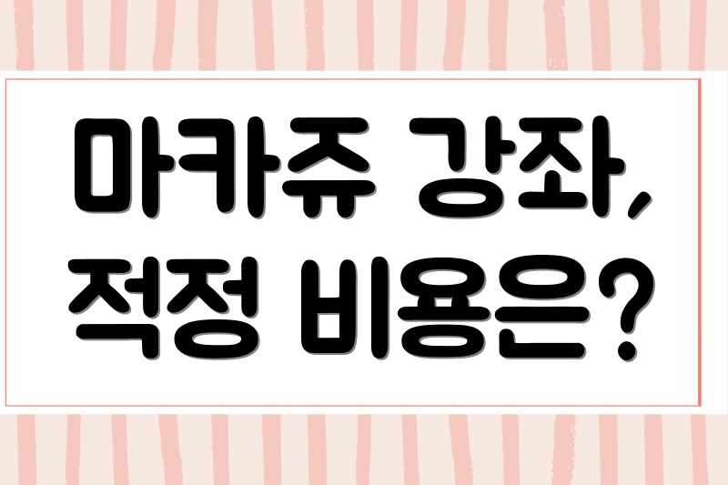 마카쥬 강좌, 적정 비용은?