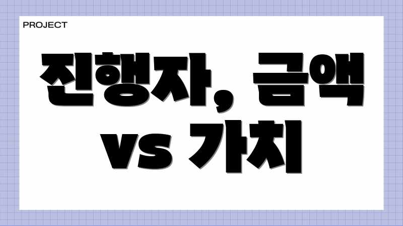 진행자, 금액 vs 가치